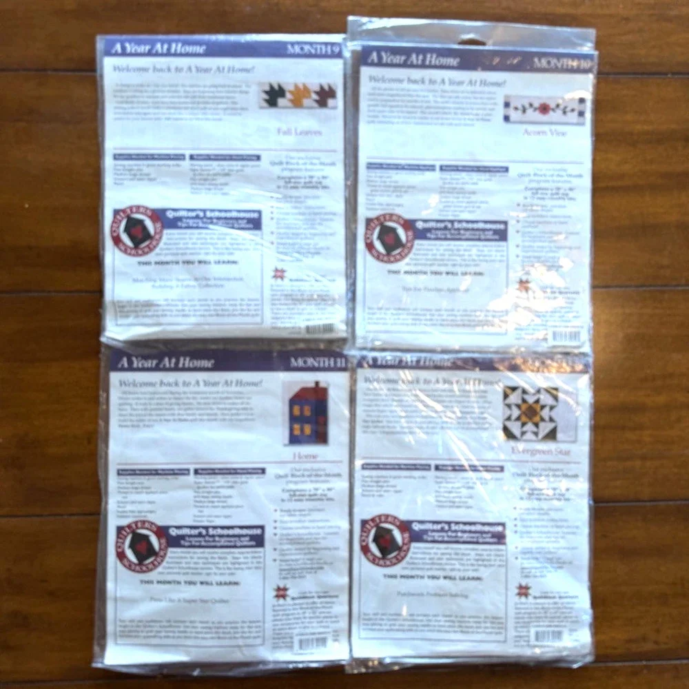 Joann Fabrics Quilt Kit A Year at Home Patterns + Fabric Block of the Month NOS